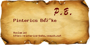 Pinterics Béke névjegykártya